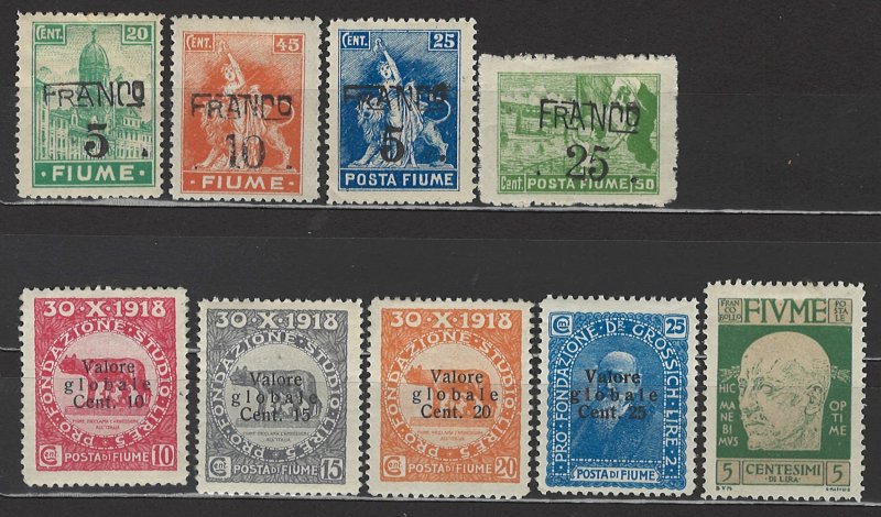 COLLECTION LOT 6063 FIUME 8 STAMPS 1919+  CV+$22