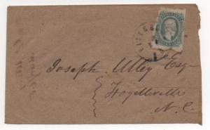 CSA Turned Cover Scott #11 Mar 8, 1865 PAID 10 Fayetteville Pittsboro NC Mar 11