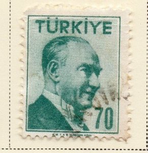 Turkey 1957 Early Issue Fine Used 70k. 093080