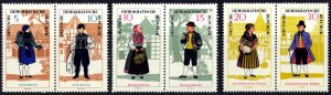 German Democratic Republic 1966, MNH Pairs ,Regional Costumes # 860a-864a