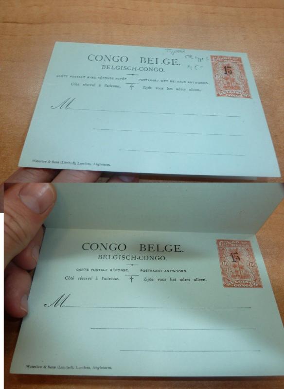 Belgian Congo 15/10c Tree PSC double card Unused (17bee)