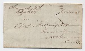 1851 Hammond NY manuscript stampless folded letter [y3041]