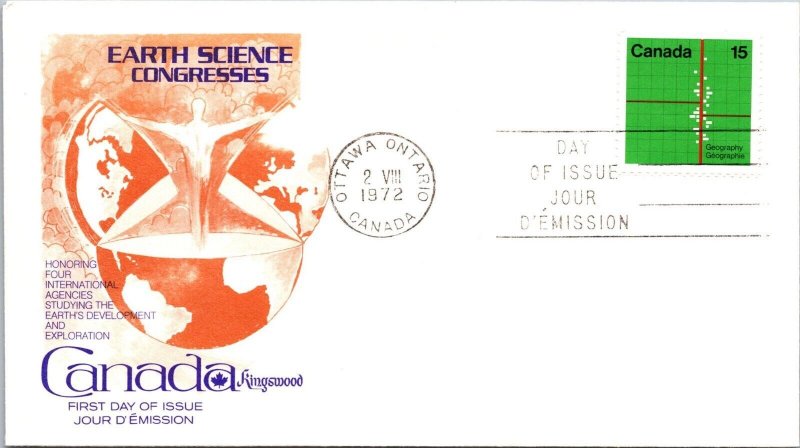 Canada 1972 FDC - Earth Science Congress, Geography - Ottawa Ont - J8849