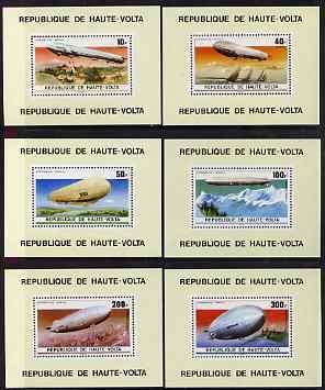 Upper Volta 1976 Zeppelin Airships set of 6 perforated De...