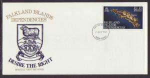 Falkland Islands Dependencies 1LB1 Map 1982 U/A FDC 