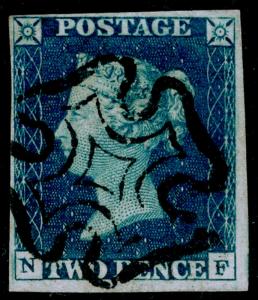 GB 1840 SG5 SPEC D1(5), 2d steel-blue, FINE USED. Cat £1900. BLACK MX. NF 