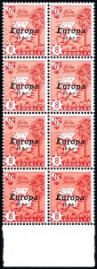 1961 Herm Island Cinderella 8 Pence Europa 1961 Overprint Block/8