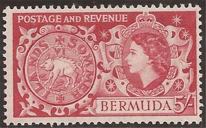 WD04/01/21-Bermuda - 1953 5sh Hog Coin - Stamp MH - Scott #160