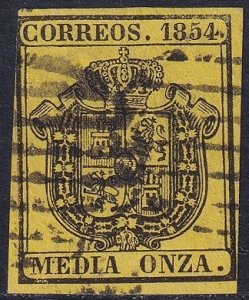 Spain 1854 Sc O1 official used grid cancels