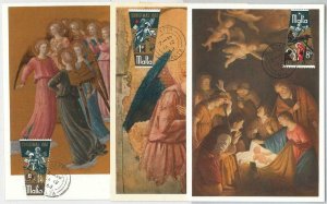 48367 - MALTA  - MAXIMUM CARD set pf 3 cards  - ART / CHRISTMAS -50 1968
