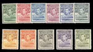 Basutoland #18-28 Cat$130, 1938 George VI, complete set, never hinged