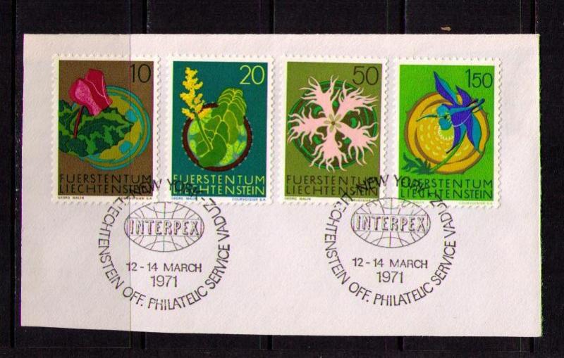 LIECHTENSTEIN Sc# 481 - 484 USED FVF Set4 on FDC pc Flowers