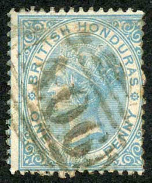 British Honduras SG1 1d Pale Blue No Wmk Perf 14 Fine used