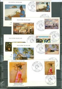 FRENCH POLYNESIA   1970 ARTS-PAINTINGS #C63-67 SET FDC