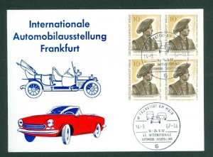 Germany Berlin.Card 1967 Internat. Automobilausstellung. 4-Block .Scott # 9N256