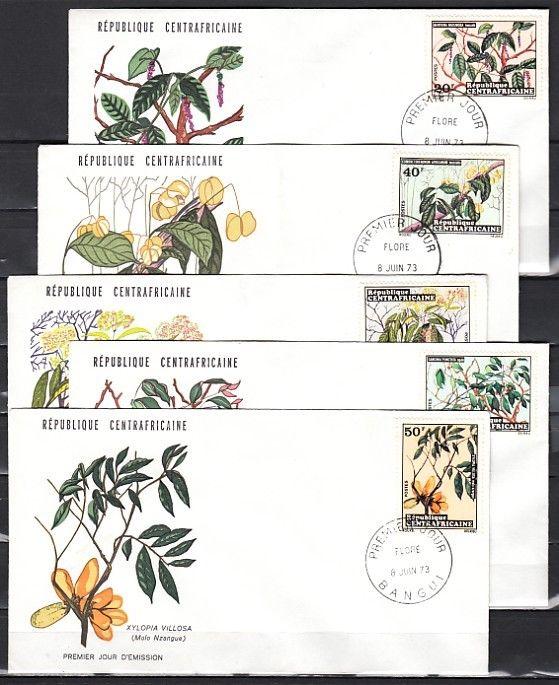 Central Africa, Scott cat. 184-188. African Flora issue on 5 First day covers. ^