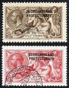 Bechuanaland Protectorate SG83/4 2/6 and 5/- Waterlow Seahorse Opt