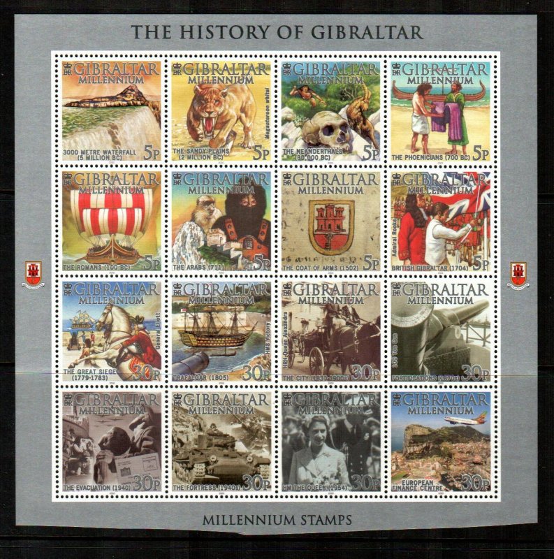 Gibraltar 2000, MNH Sheet of 16 Millennium # 841
