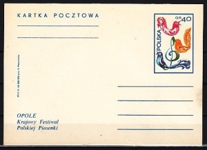 Poland, 1968 issue. CP382. Birds with Music Symbol on a Postal Card.^