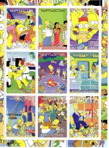 Kyrgyzstan 2000 THE SIMPSONS Sheet (9) Perforated Mint (NH)