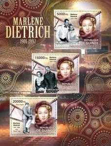 GUINEA - 2012 - Marlene Dietrich - Perf 3v Sheet - Mint Never Hinged