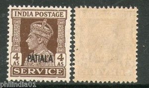 India PATIALA KGVI 4As SERVICE SG O80 / Sc O72 £2 MNH