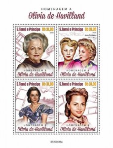 Sao Tome & Principe Famous People Stamps 2020 MNH Olivia de Havilland 4v M/S