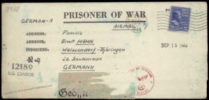 USA POW Camp Trinidad Co PA 1945 WWII Germany Kriegsgefangenpost Cover 83238