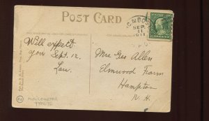 383 MAILOMETER TYPE IV USED STAMP ON 1911 POST CARD WITH ROP CANCEL LV2072