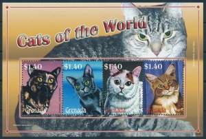 [109240] Grenada 2008 Cats Manx Korat Turkish Van Tabby Mini sheet MNH