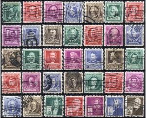 SC#859-93 Famous Americans (1940) Used