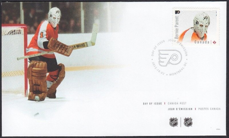 BERNIE PARENT = GREAT CANADIAN GOALIES, HOCKEY = Official FDC Canada 2015 #2871