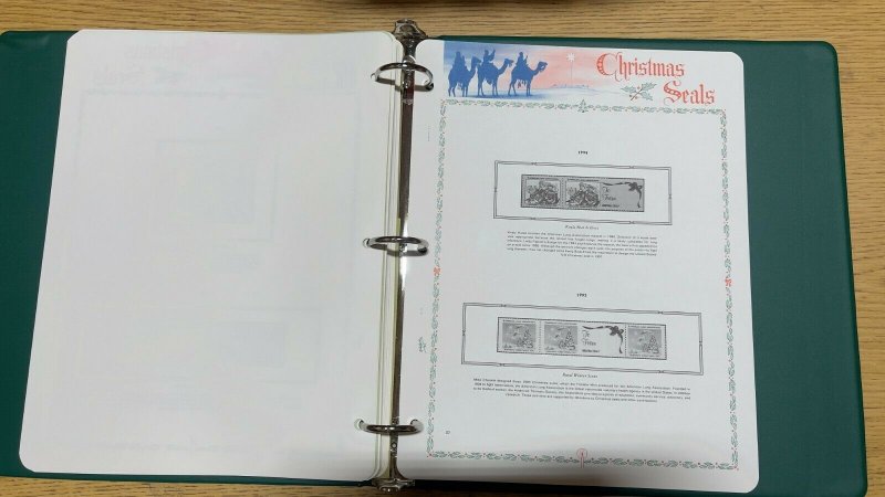 Whiteace 1907-1994 Christmas Seal Stamp Album 3-Ring Binder & Supplement Pages