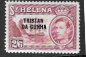 TRISTAN DA CUNHA SG10 1952 2/6 MAROON  MTD MINT