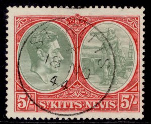 ST KITTS-NEVIS GVI SG77bd, 5s BREAK in OVAL CDS, USED. Cat £250.