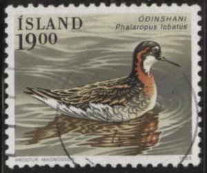 Iceland 671 (used) 19k red-necked phalarope (Phalaropus lobatus) (1989)