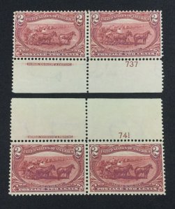 MOMEN: US STAMPS #286 PLATE IMPRINT PAIRS MINT OG H LOT #71016