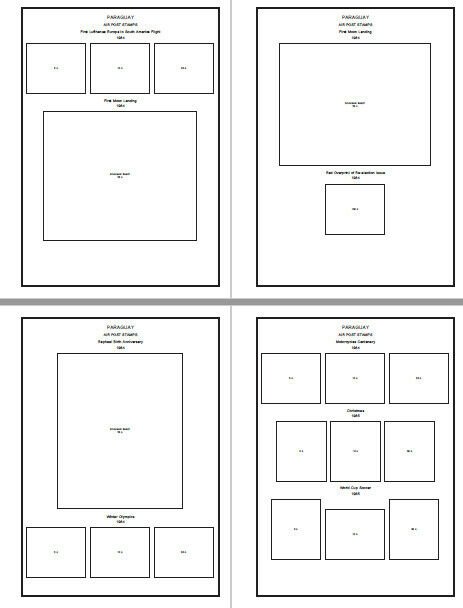 PRINTED PARAGUAY AIRMAIL 1929-1990 STAMP ALBUM PAGES (201 pages)