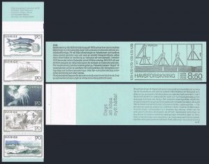 Sweden 1299-1303a booklet,MNH.Michel 1082-1086 MH 74. Sea research,1979.Herring,