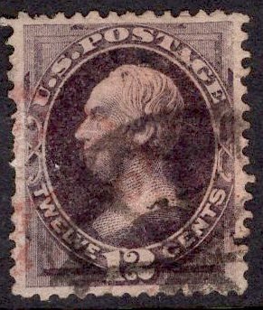 US Stamp #162 12c Dull Violet Clay USED SCV $135. Read Description.