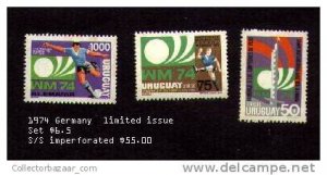 URUGUAY MNH STAMP SOCCER CALCIO FUTBOL WORLD CUP 1974 GERMANY Sc#879/81