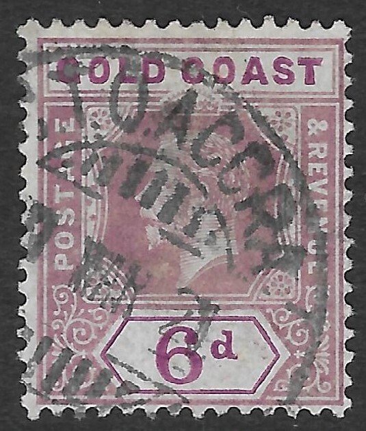 Gold Coast 6d violet & red violet King George V issue of 1913, Scott 74, Used