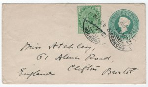 (I.B) India Postal : Uprated Postal Stationery Envelope (Bristol 1904)