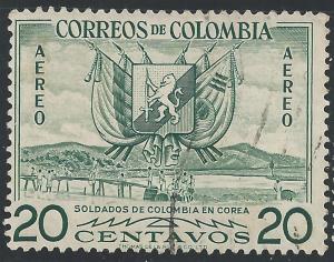 Colombia #C269 20c Arms Flags & Soldiers Bldg Bridge