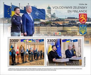 TOGO - 2023 - Pres Zelenskyy visits Finland - Perf 2v Sheet - Mint Never Hinged