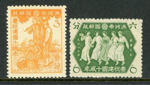 China 1935 Manchukuo Anniversary Scott #146-7 Set Mint N275 ⭐⭐⭐⭐⭐