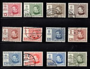 Greenland Sc 86-97 1973-9 Queen Margrethe stamp set used