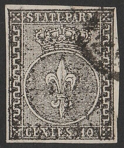 ITALY - PARMA 1852 Arms 10c grey-black on white. Sass 2 cat €300.