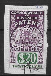 AUSTRALIA Patent Revenue: 1966 $20 purple & green neatly - 39076