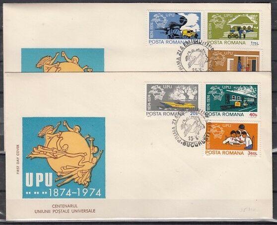 Romania, Scott cat. 2486-2491. U.P.U. Cen`try issue on 2 First day covers. ^